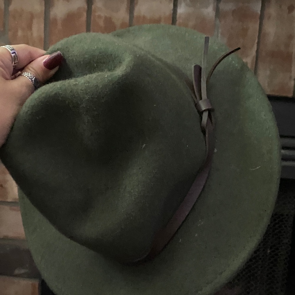 Mudd Olive Green Fedora with Brown Band